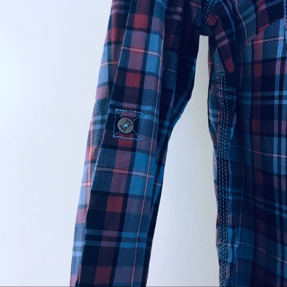 Carhartt Blue and Cranberry Plaid Button Up - Picture 3 of 7